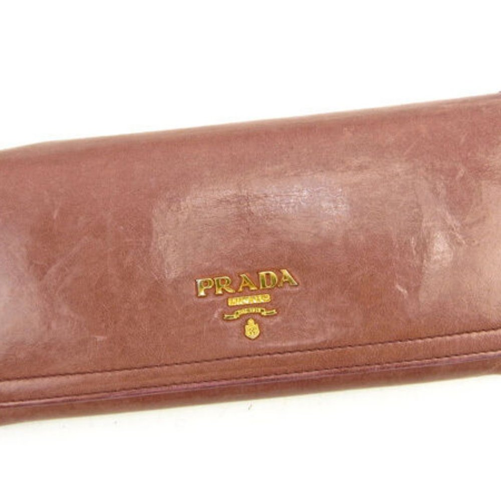 Prada Wallet Purse Long Wallet Logo Pink Gold Woman Authentic Used - Picture 2 of 6